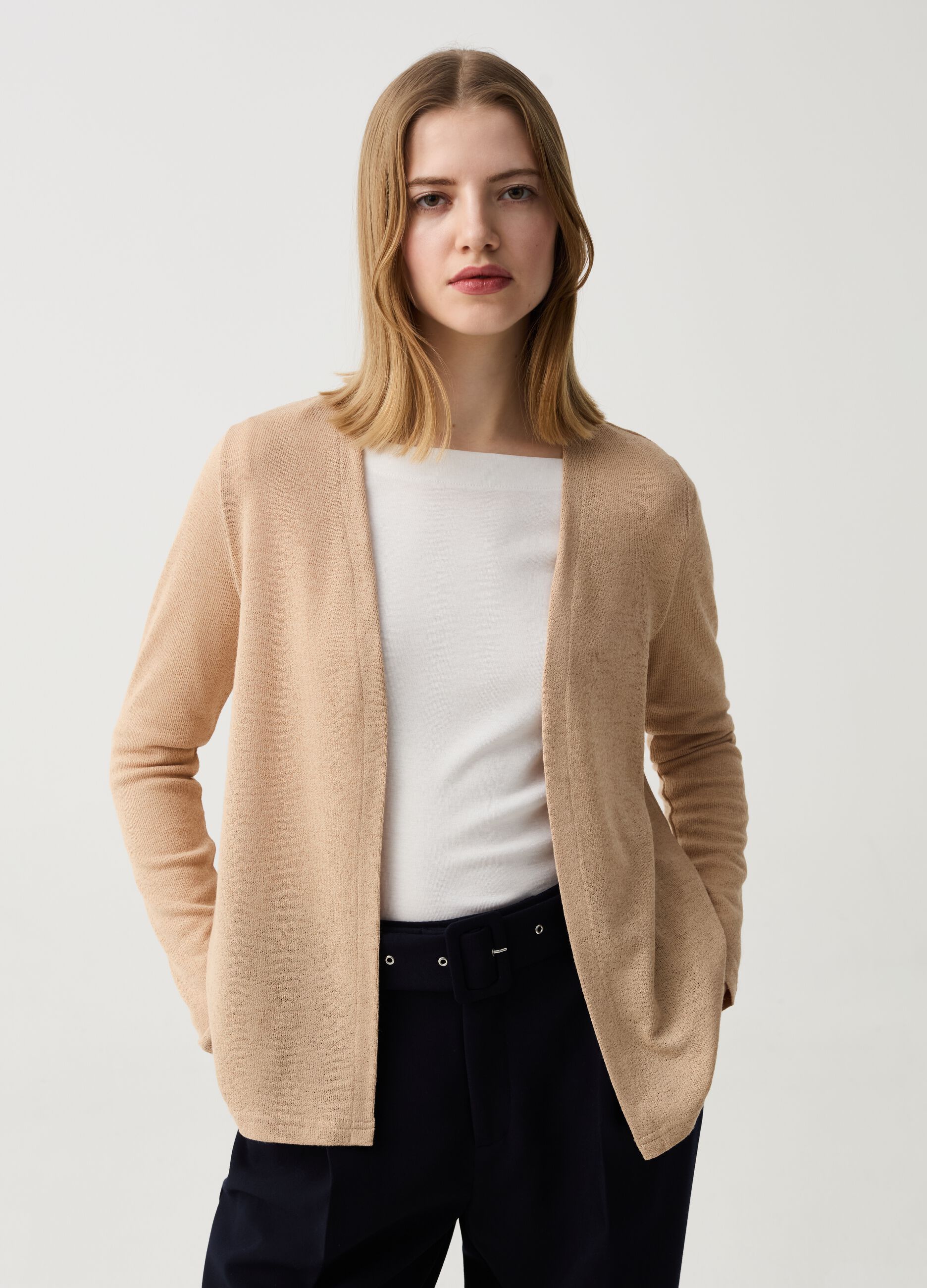 Open mélange cardigan