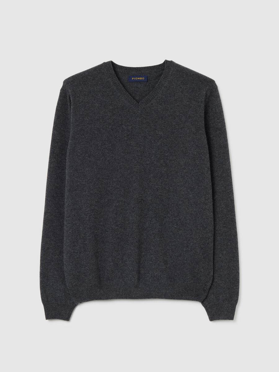 Maglione in pura lana d'agnello grigio regular fit_0