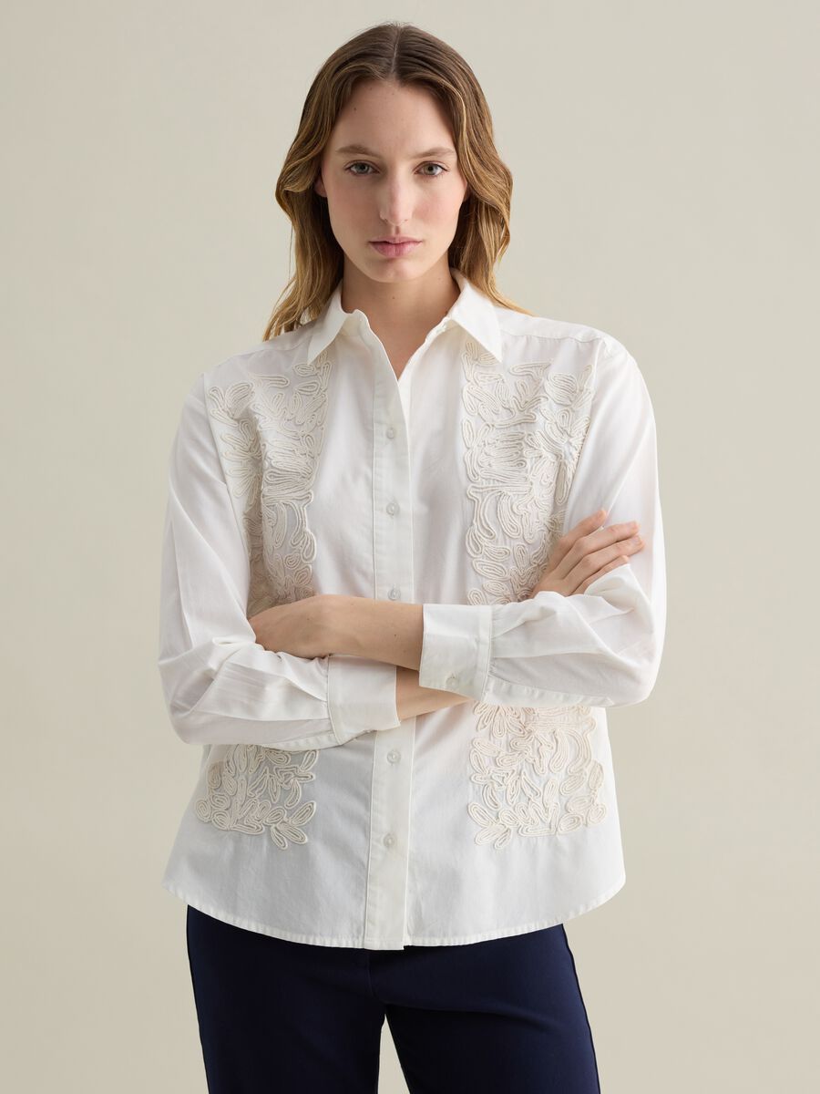 White embellished cotton shirt_0