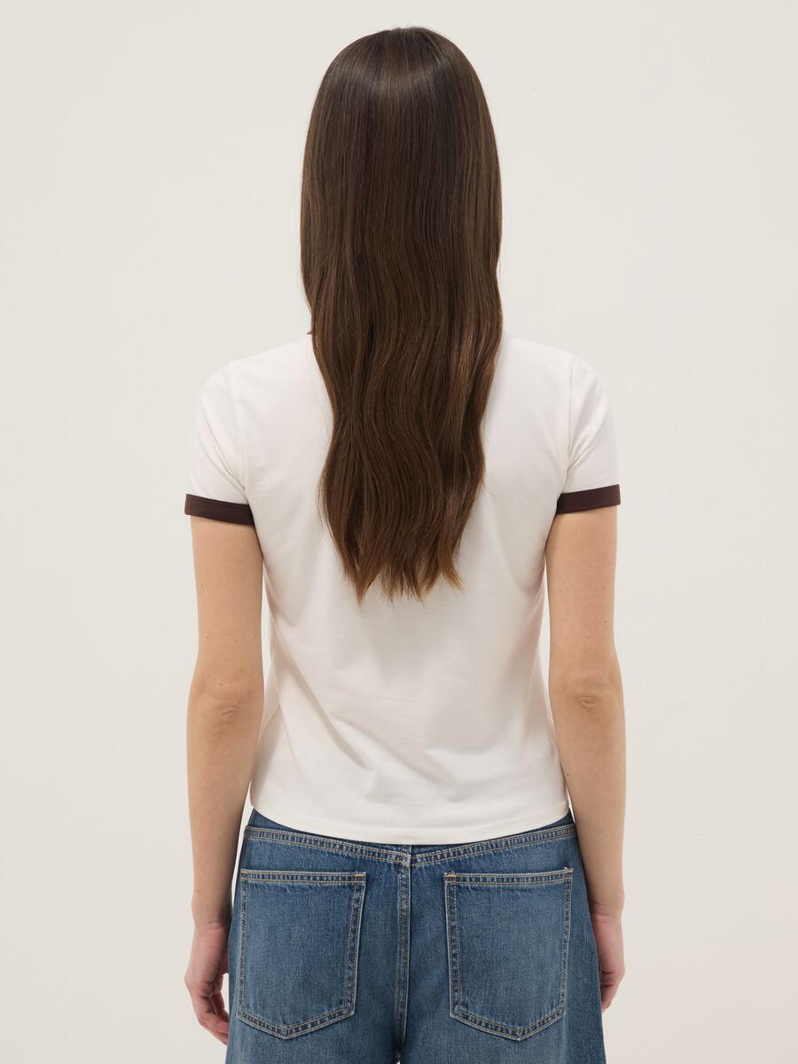 White stretch cotton regular fit T-shirt with print_3