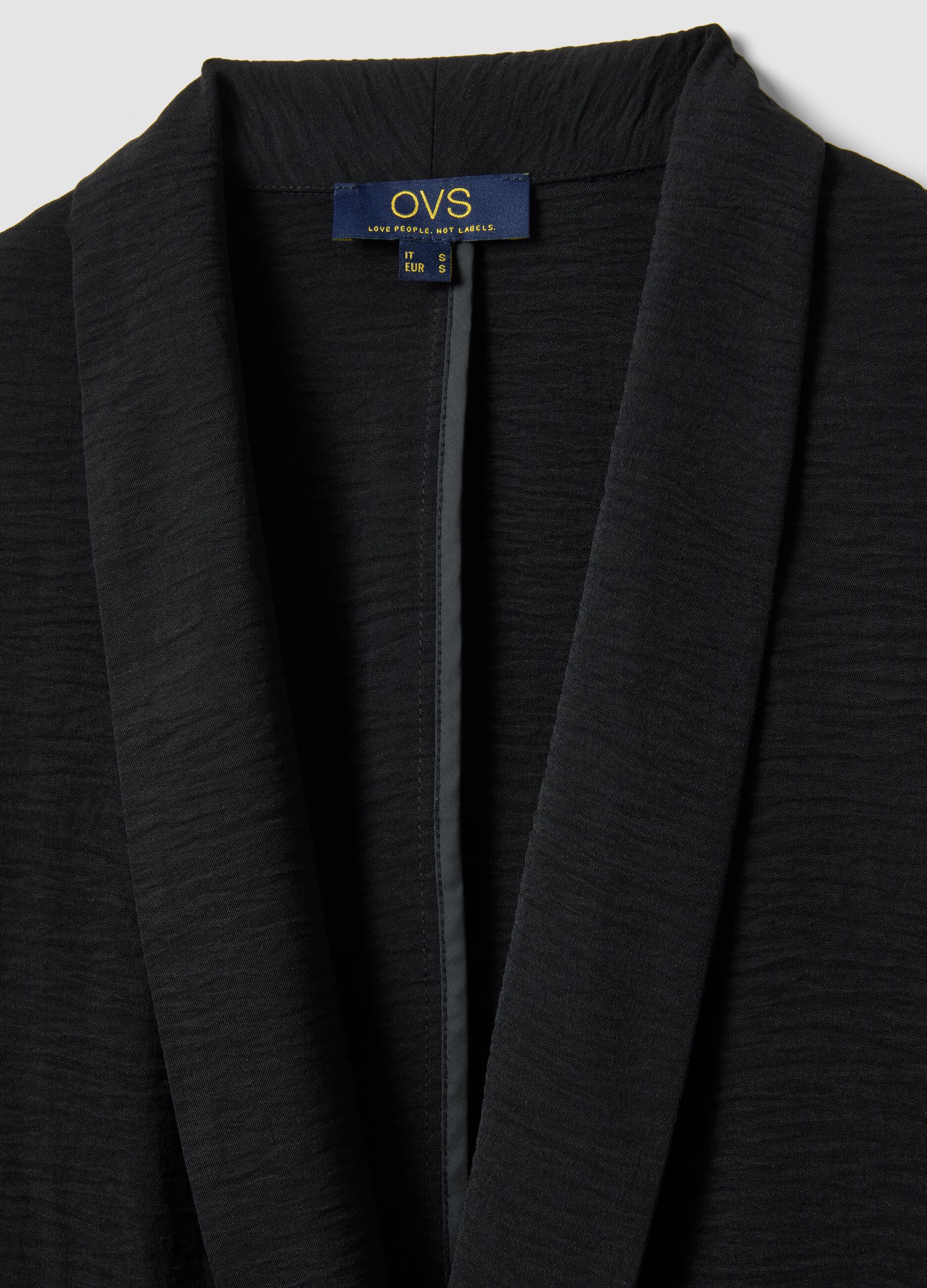 Black buttonless blazer, regular fit