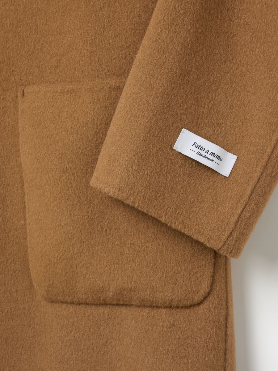 Cappotto lungo marrone in misto lana e cashmere regular fit_1