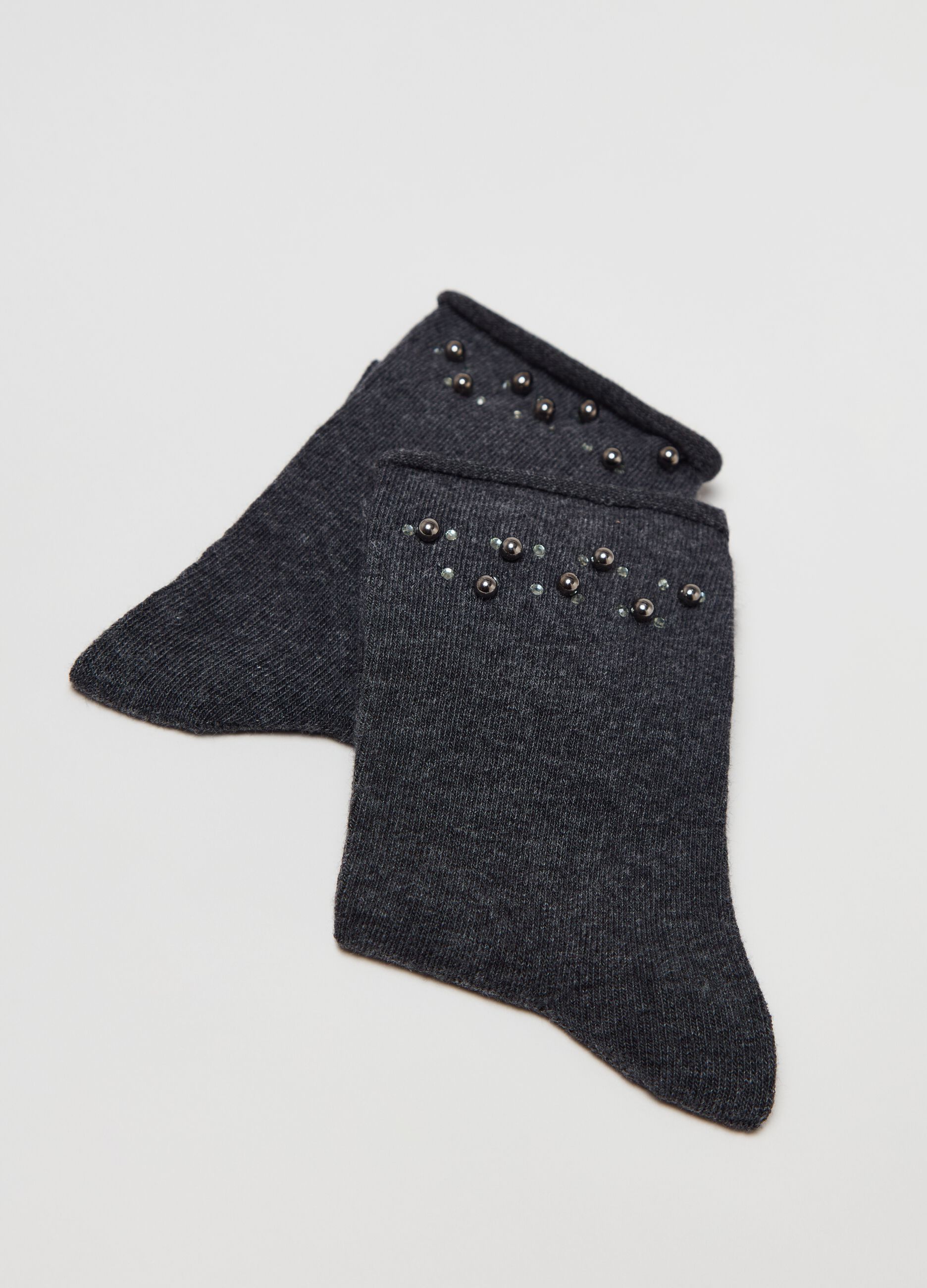 Calze corte con perline e strass