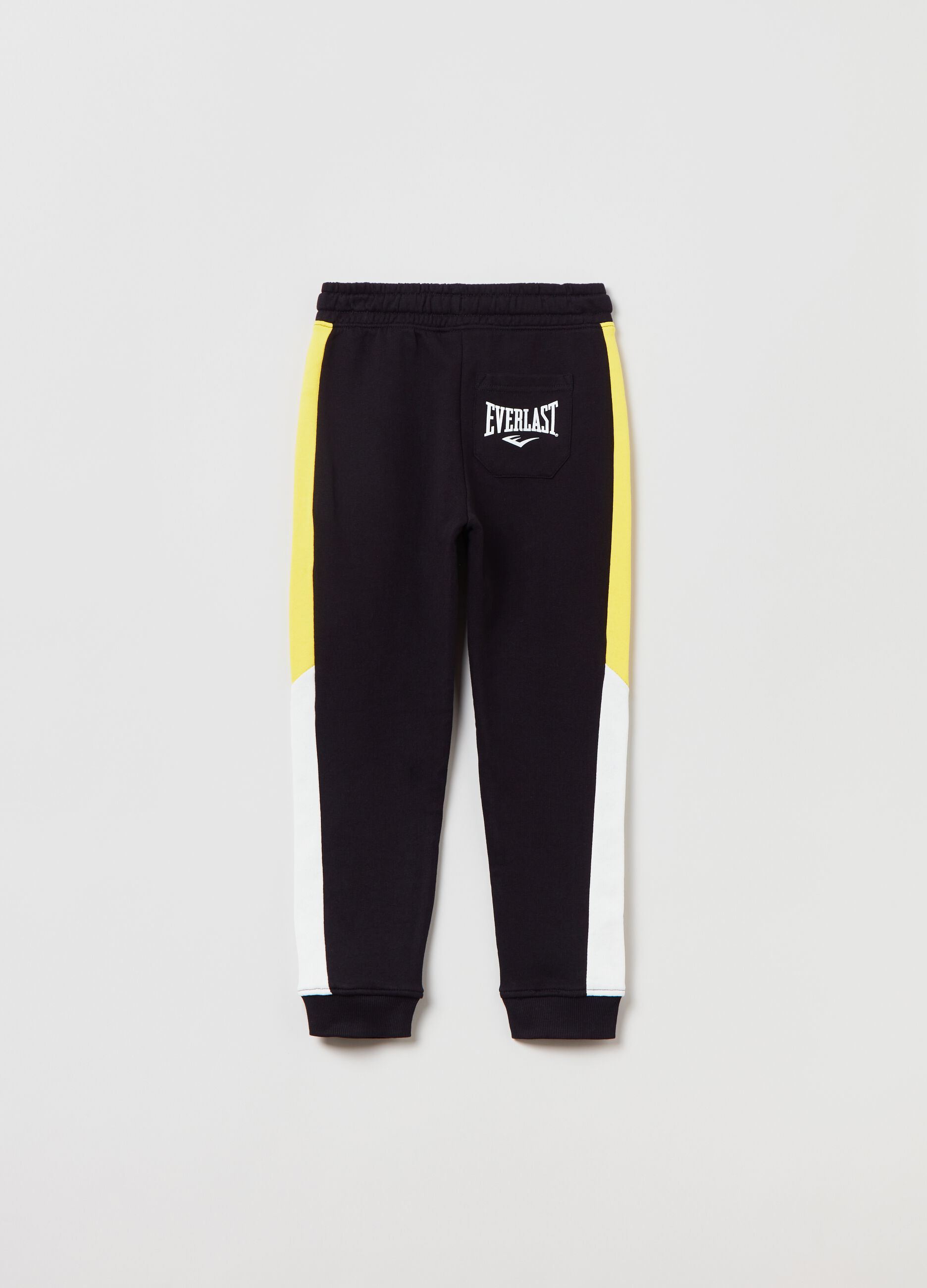 Joggers con stampa logo e bande bicolore Nero Giallo EVERLAST da