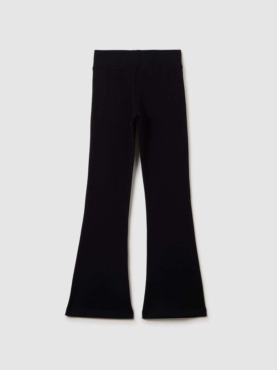 Girls' Black Cotton Blend Flare Trousers_1