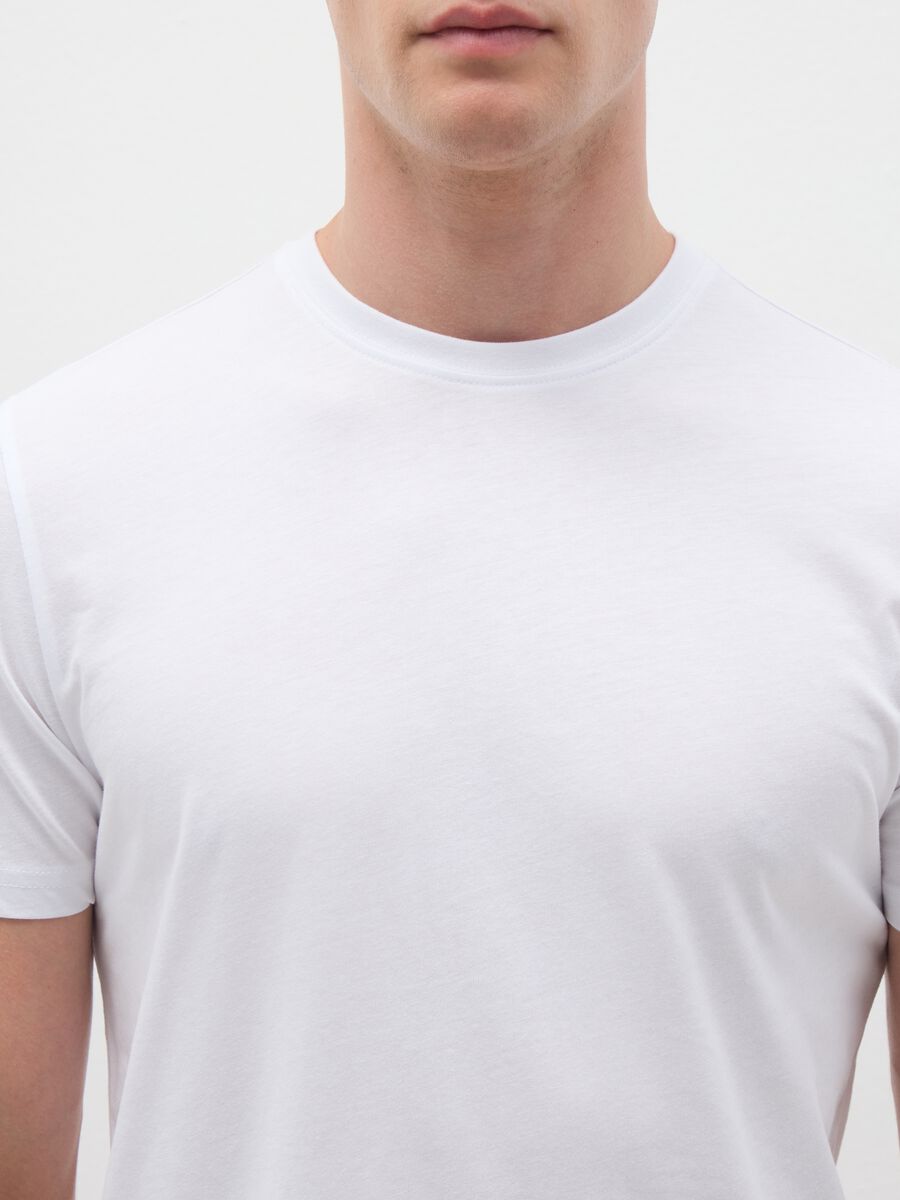 Tripack di t-shirt da uomo in puro cotone bianche regular fit_1