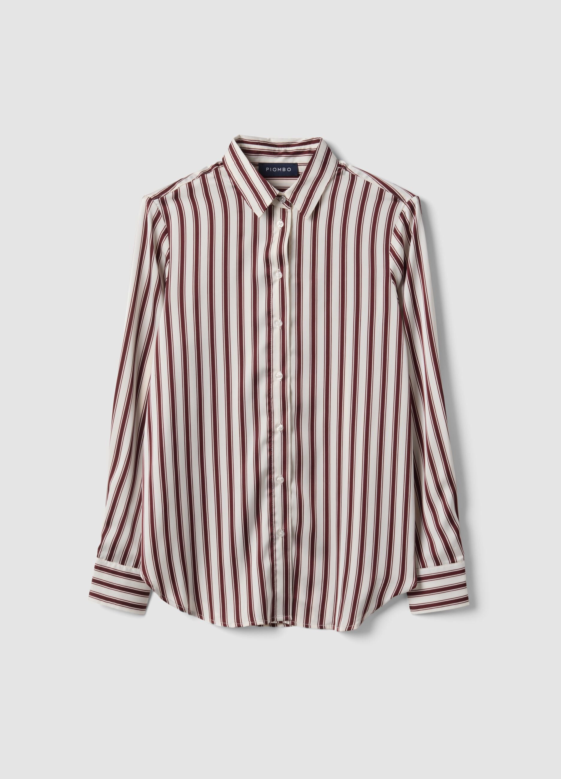 Camicia bianca in tessuto elasticizzato a righe regular fit