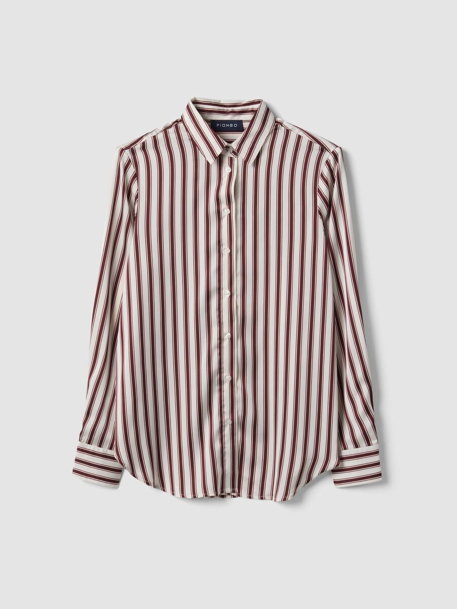 Camicia bianca in tessuto elasticizzato a righe regular fit_0