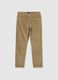 Beige stretch cotton ribbed slim fit trousers_4
