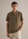 Brown regular fit linen and cotton blend polo_2