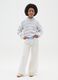 Girl's white wide leg trousers in pure cotton_0