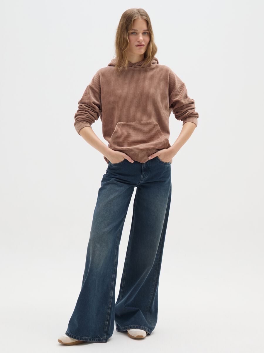 Brown cotton blend hoodie with regular fit_1