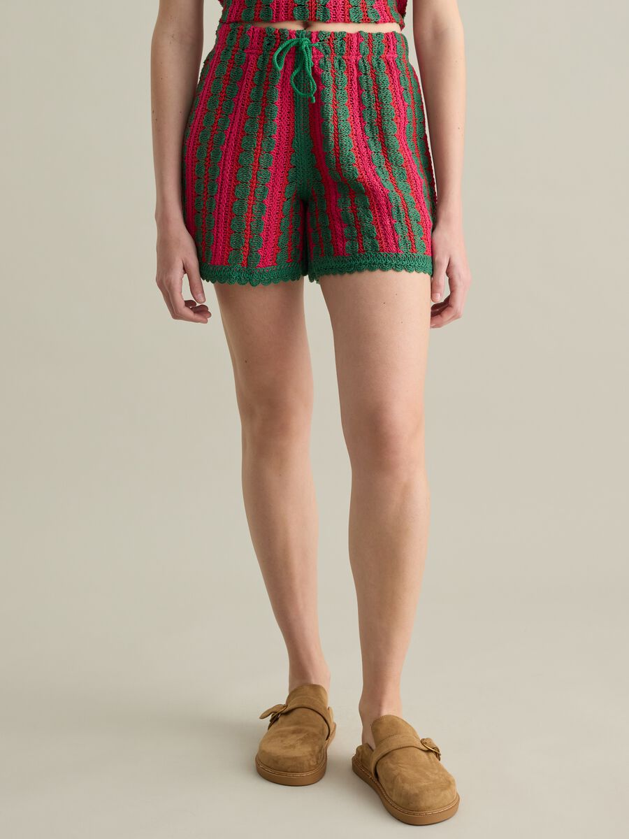 Striped Crochet Shorts Piombo_1