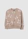 Girls' beige pure cotton sweatshirt with crew neck regular fit_0