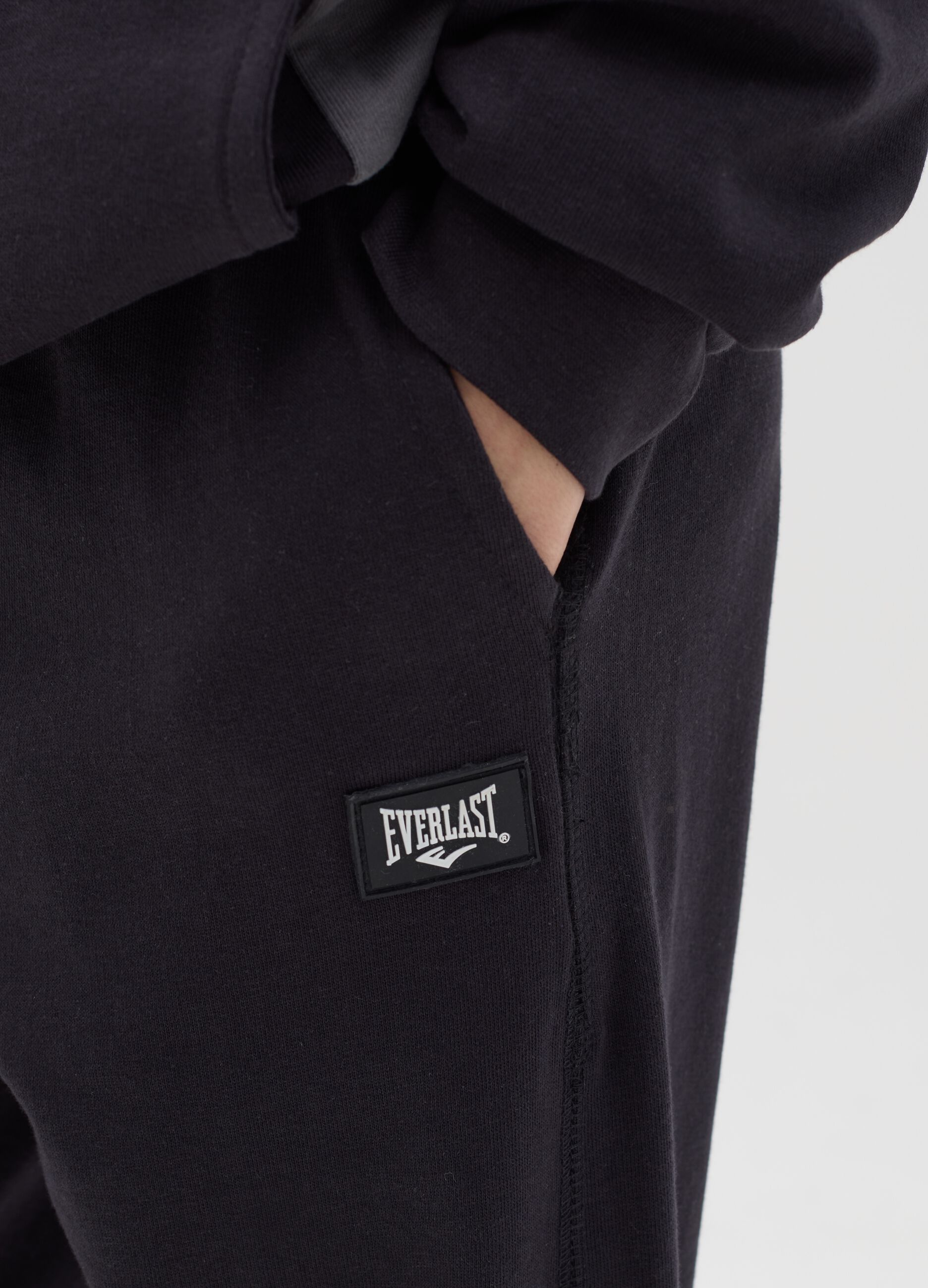Black joggers with drawstring and contrasting inserts