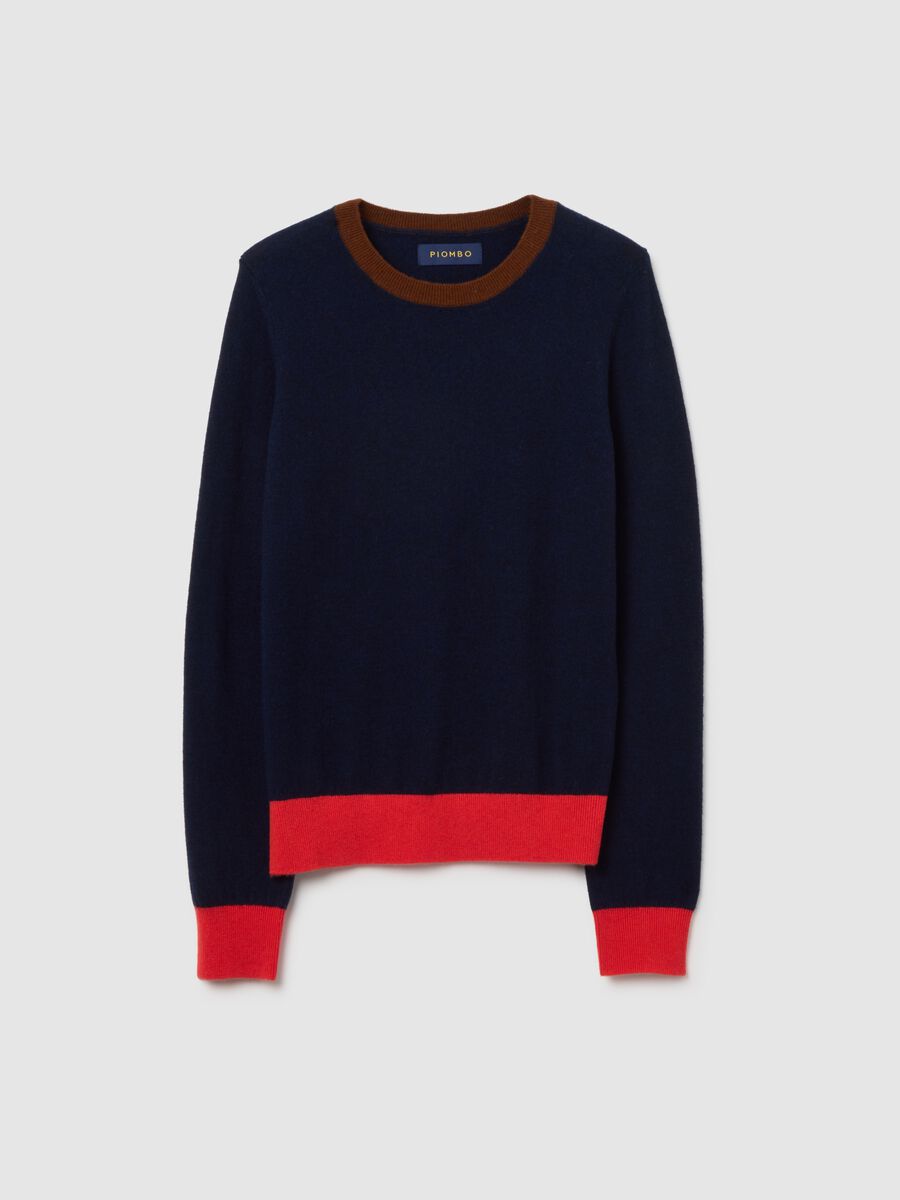 Pure Blue Wool Jumper with Contrast Cuffs_4