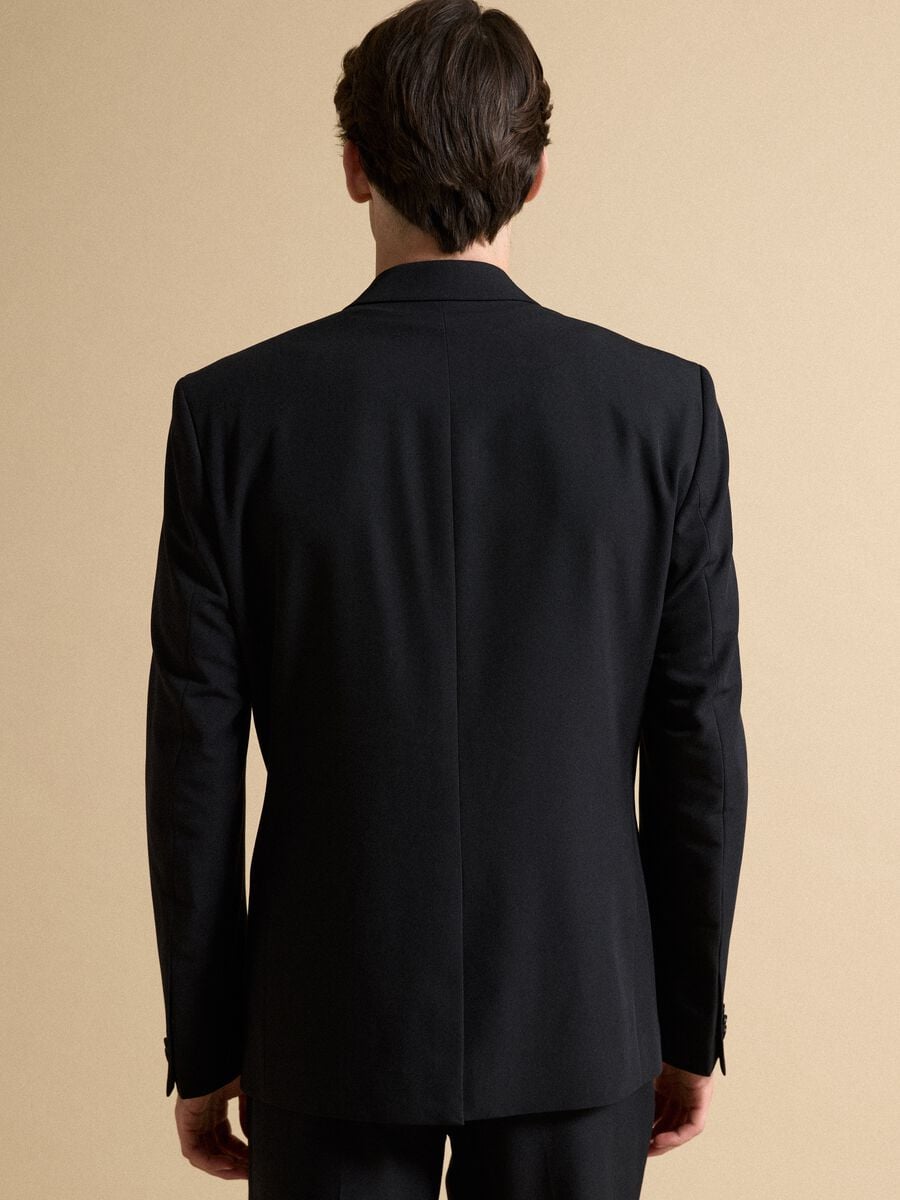 Blazer nero slim fit foderato con rever classici_3
