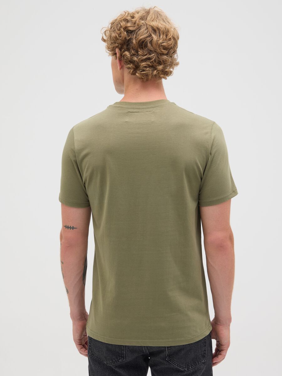 Men's green pure cotton T-shirt regular fit with print_3