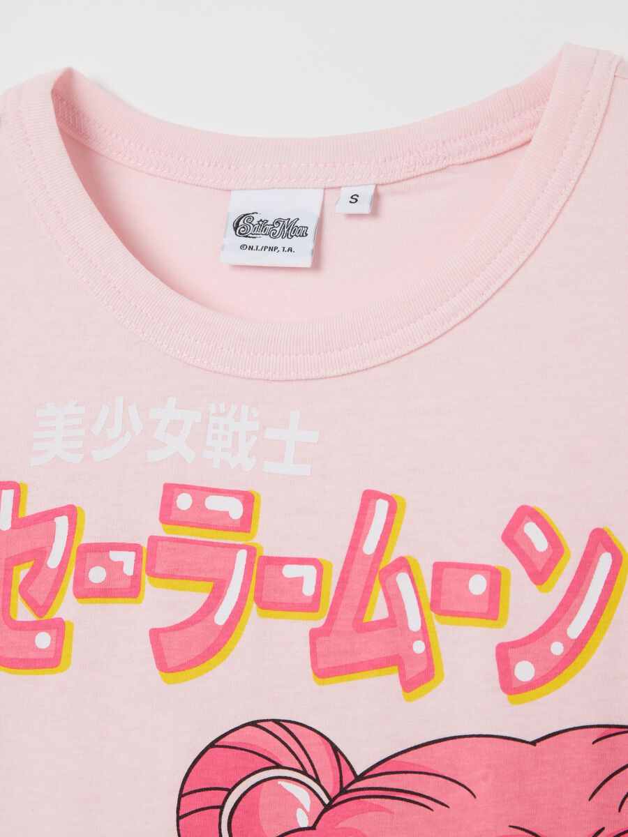 Pink cotton T-shirt with Sailor Moon print_5
