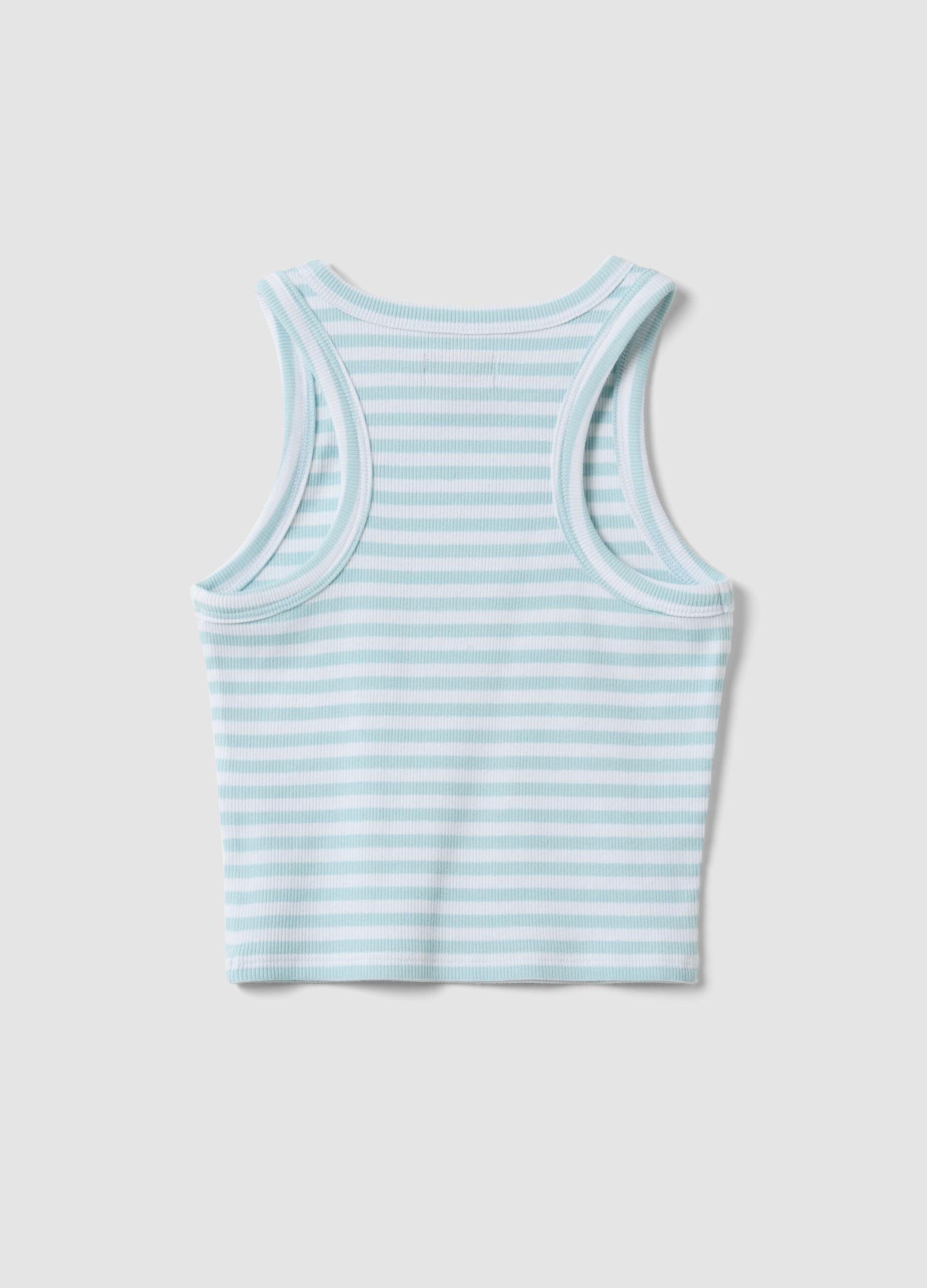Girls&rsquo; multicolour striped fitted stretch-cotton vest top