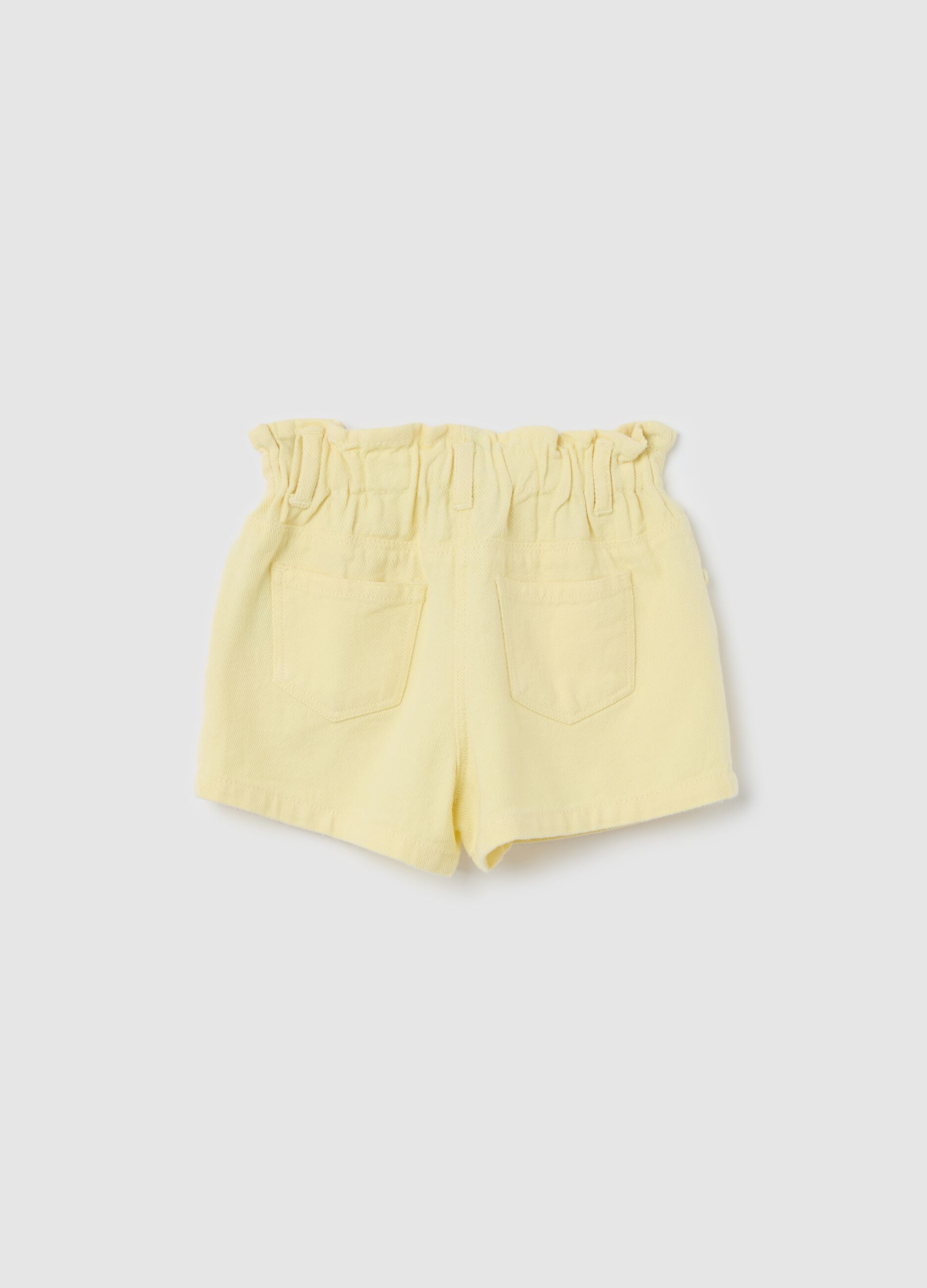 Paper bag shorts in cotton and Lyocell