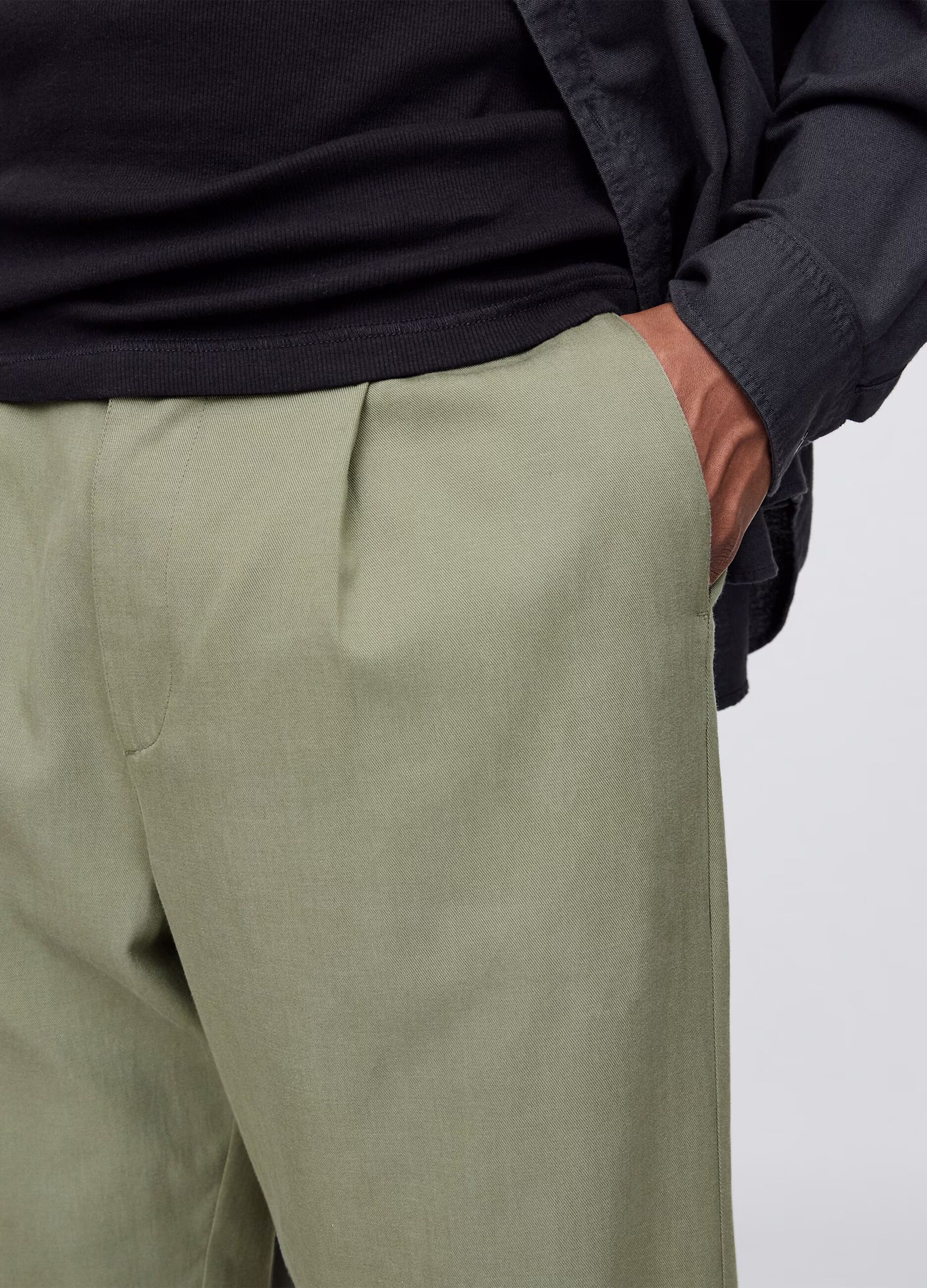 Green wide-leg trousers in Lyocell and cotton