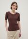 Brown regular fit viscose blend T-shirt with bows_1