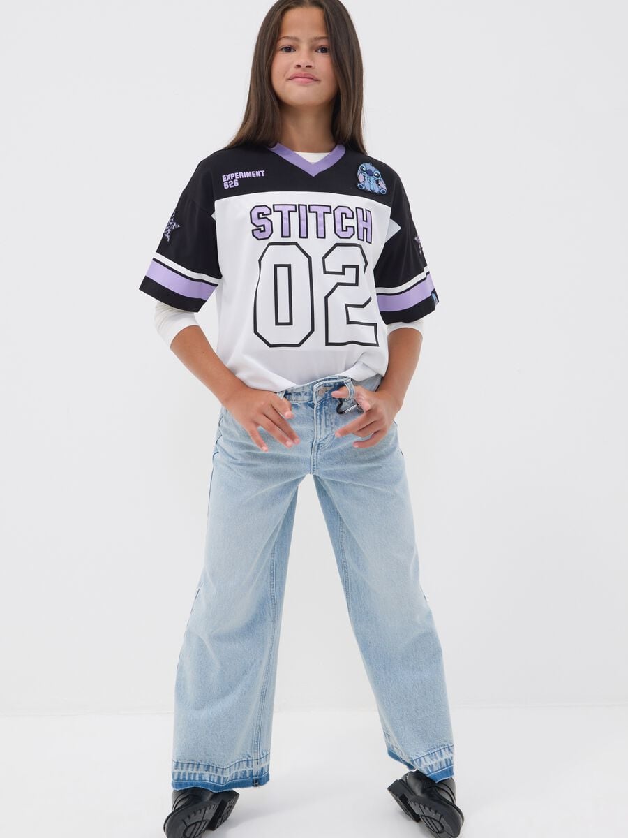 Jeans azzurri culotte in puro cotone per ragazza_0