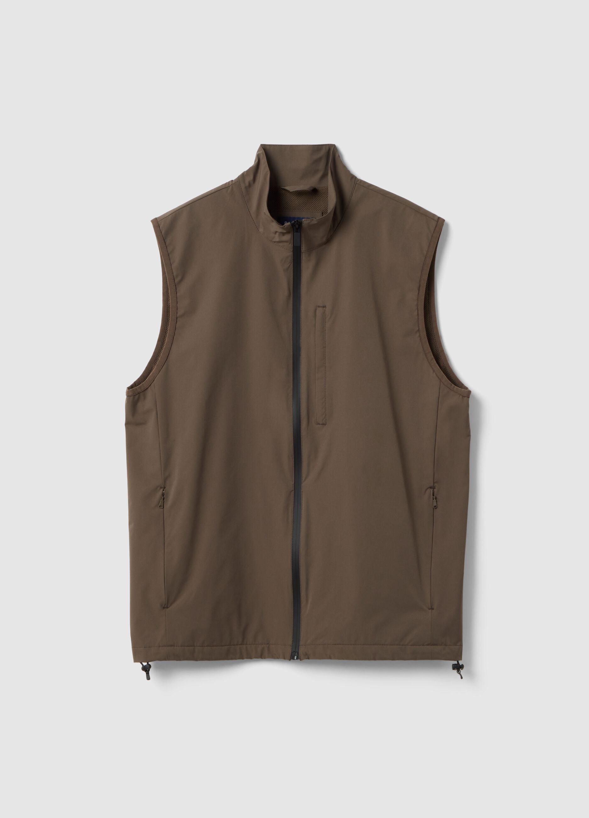 Gilet ultraleggero marrone regular fit con full zip