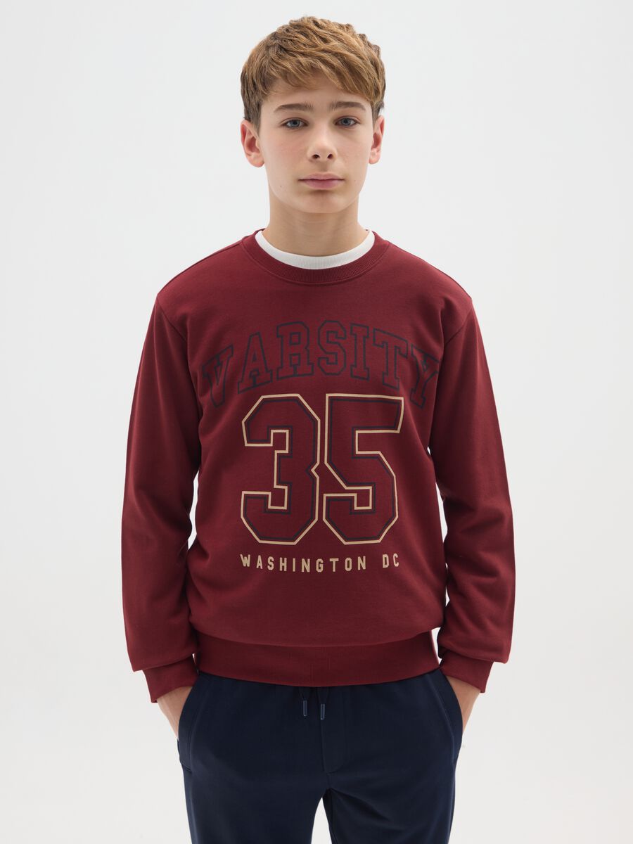 Felpa da ragazzo in puro cotone rosso regular fit_0