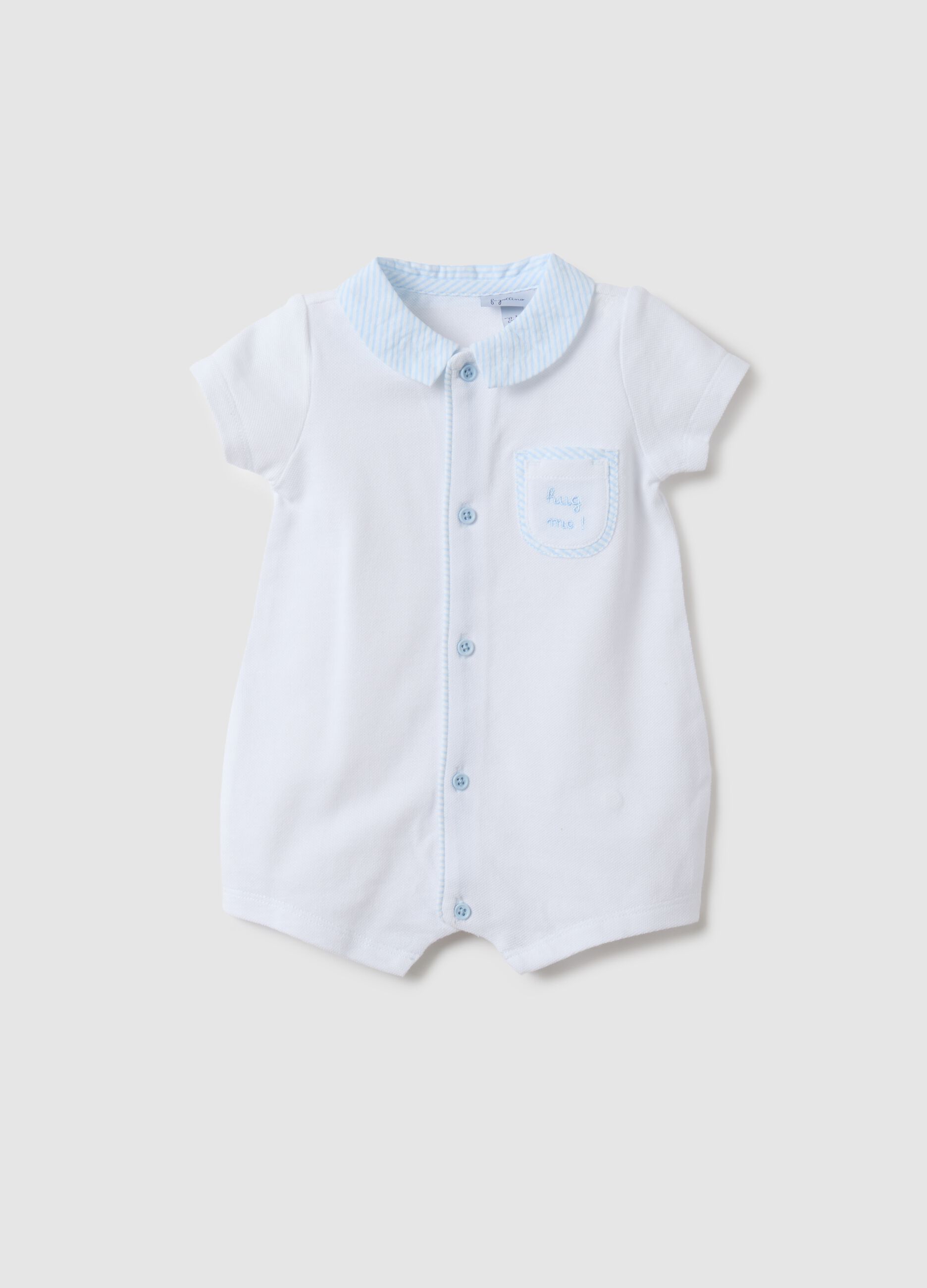 Newborn pure white cotton romper with pointed collar