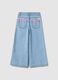 Girl's blue wide leg cotton jeans with embroidery_1