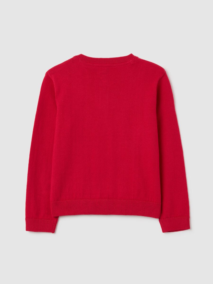 Girls' red regular fit cotton blend cardigan with buttons_1