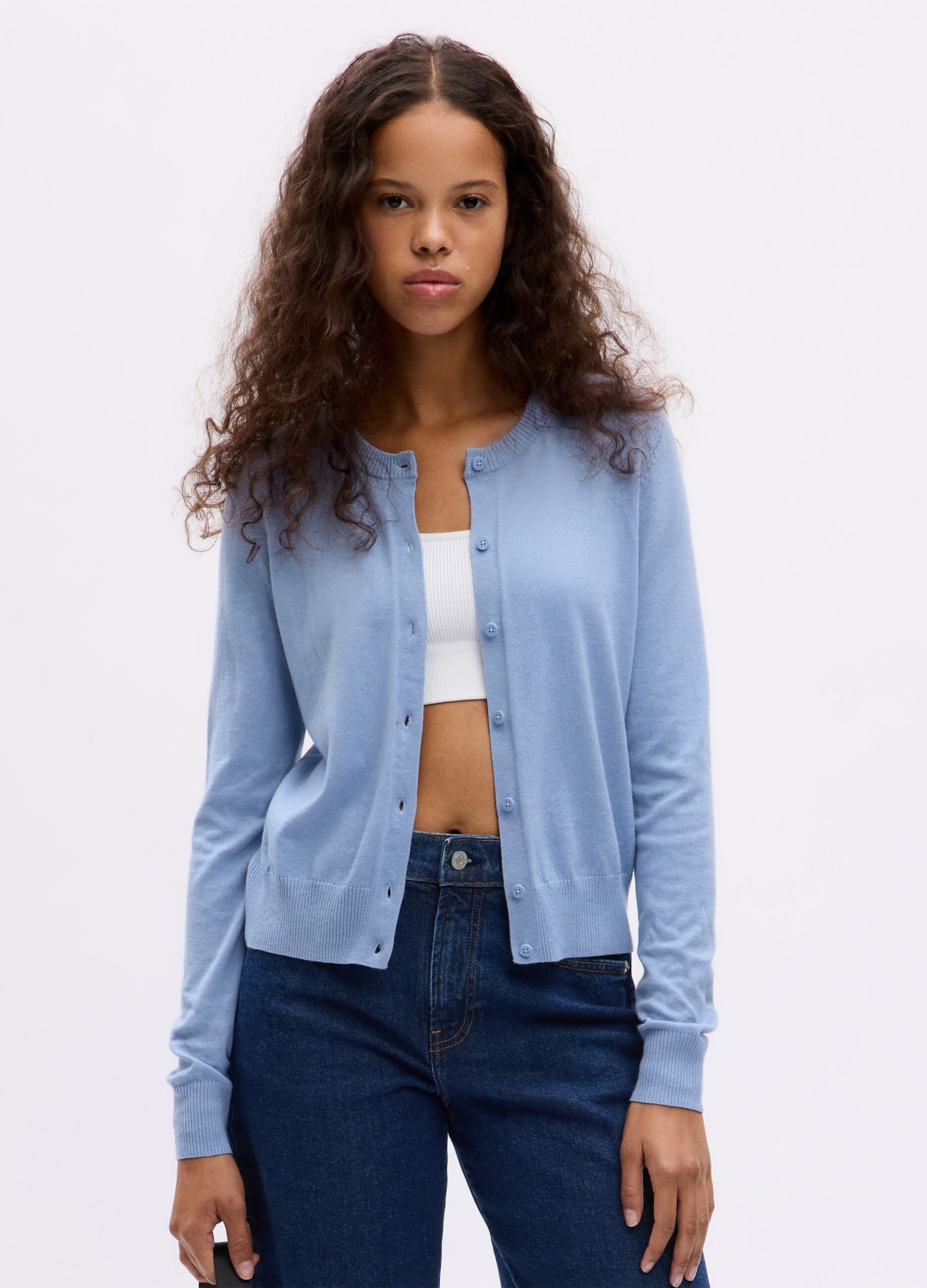 Cardigan with round neckline