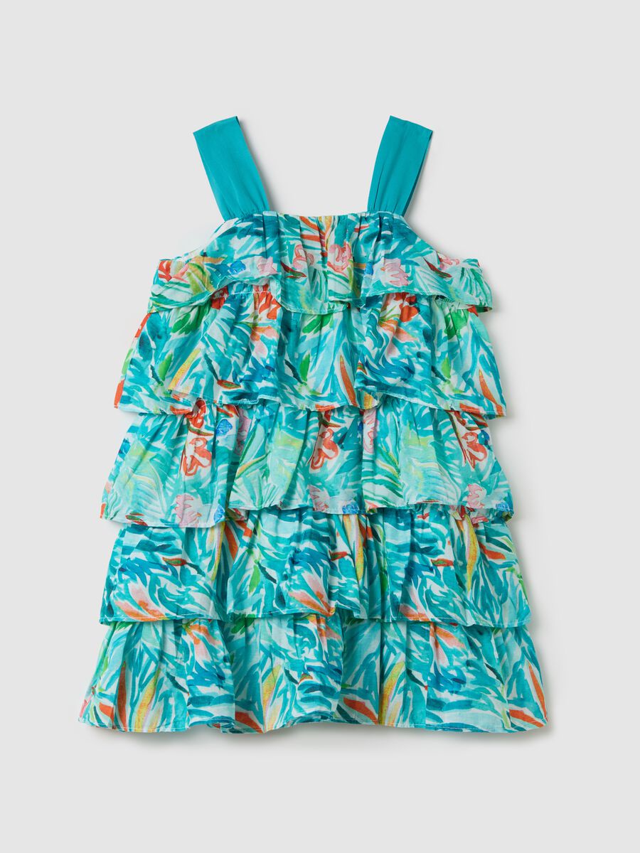 Girls’ multicoloured, frilled dress in 100% cotton with regular fit_1