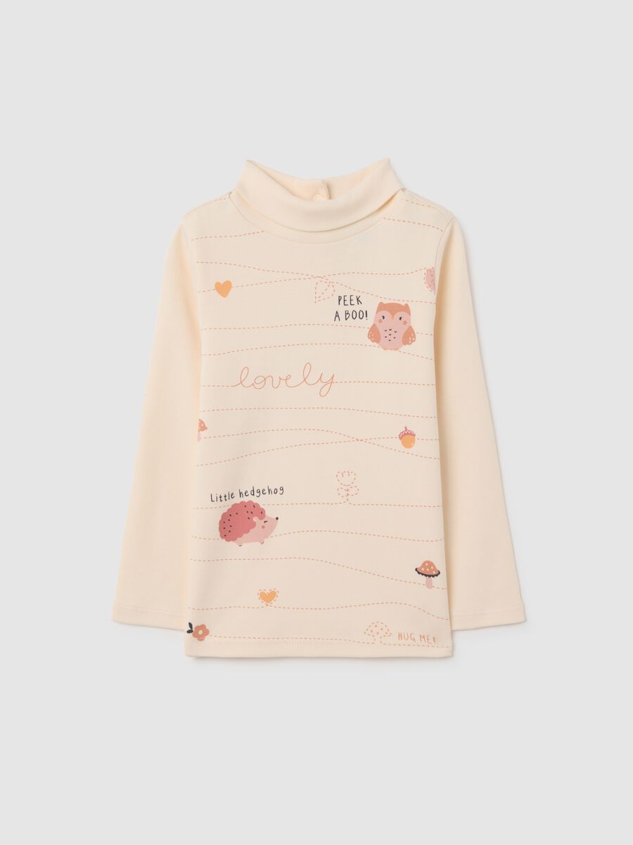 Baby girl's beige pure cotton t-shirt, regular fit_0