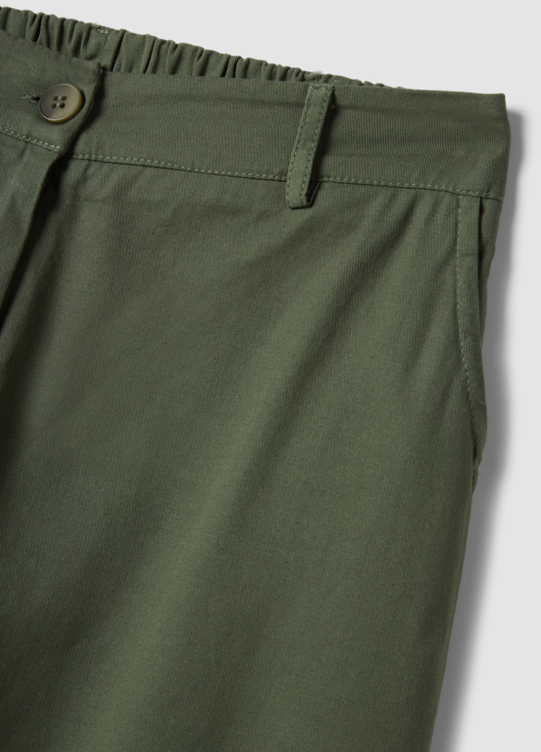 Green regular-fit stretch cotton trousers