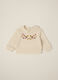 Beige sweatshirt with embroidered collar for baby girl_0