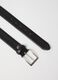 Black genuine leather belt with sturdy buckle_1