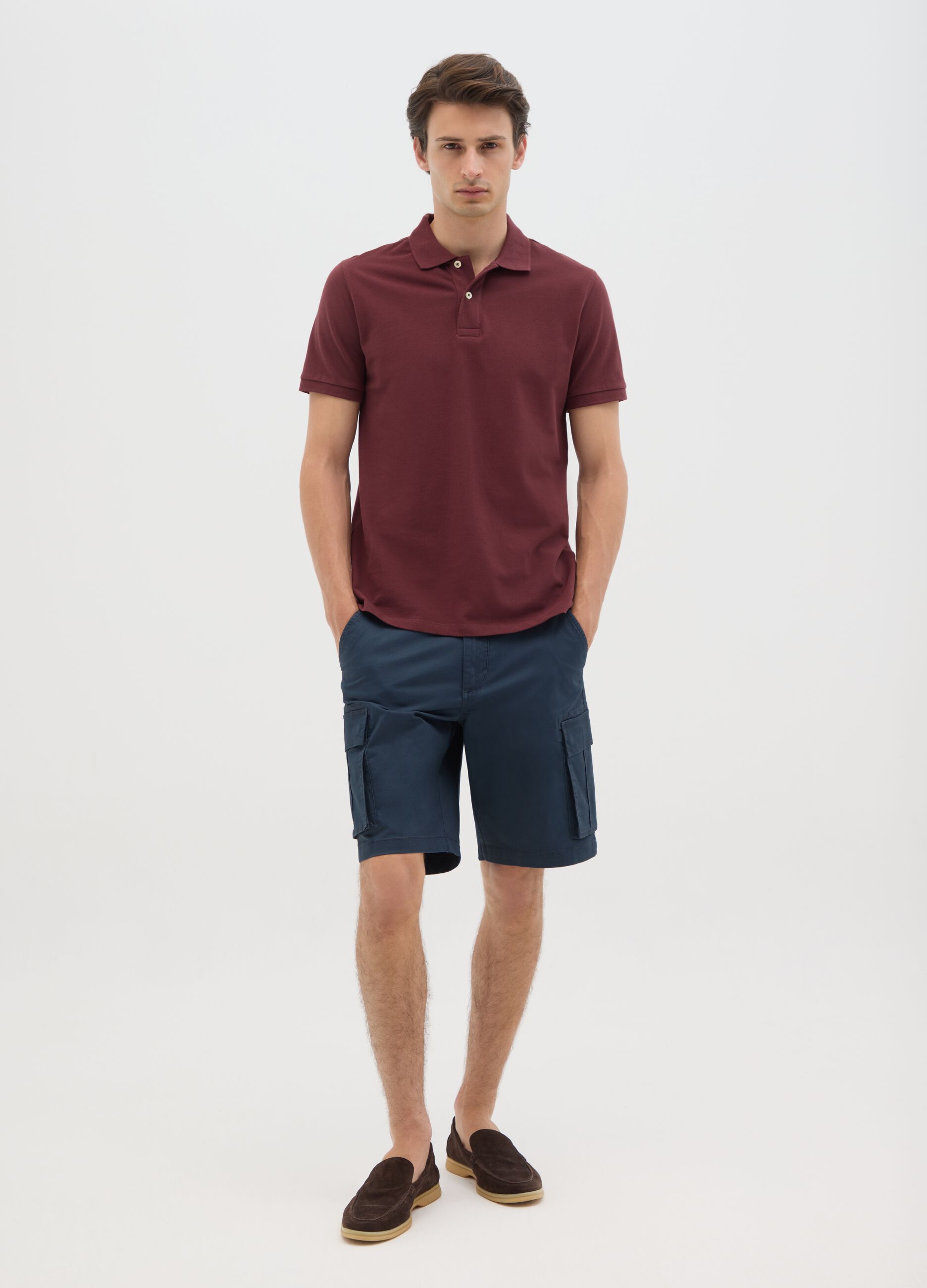 Bermuda da uomo in cotone blu regular fit