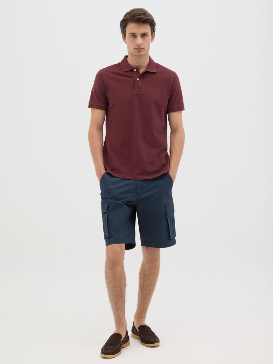 Men's regular fit blue cotton shorts_0