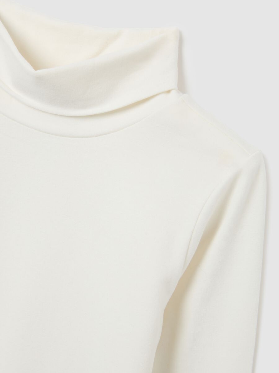 Girl's white stretch cotton regular fit T-shirt_2