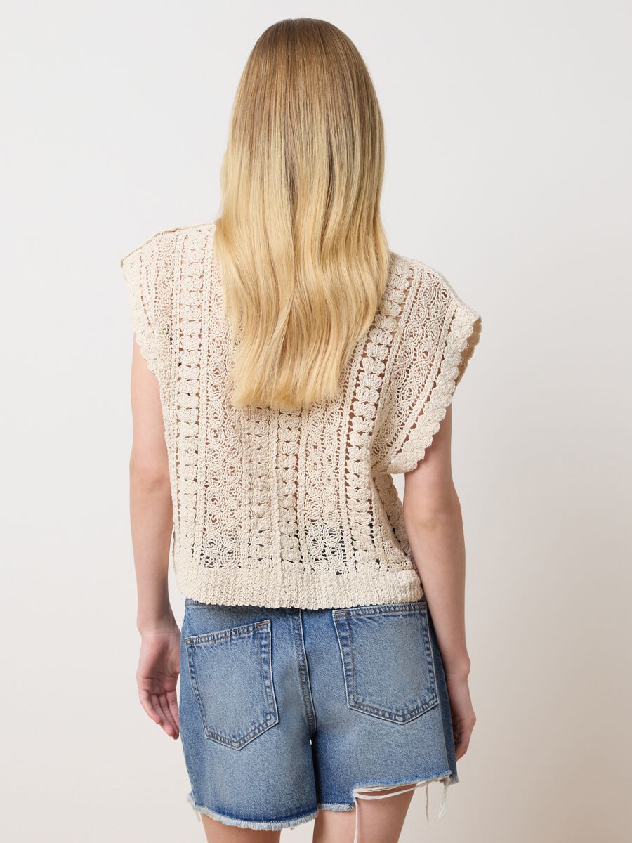 Women's beige cotton regular fit cropped top_3