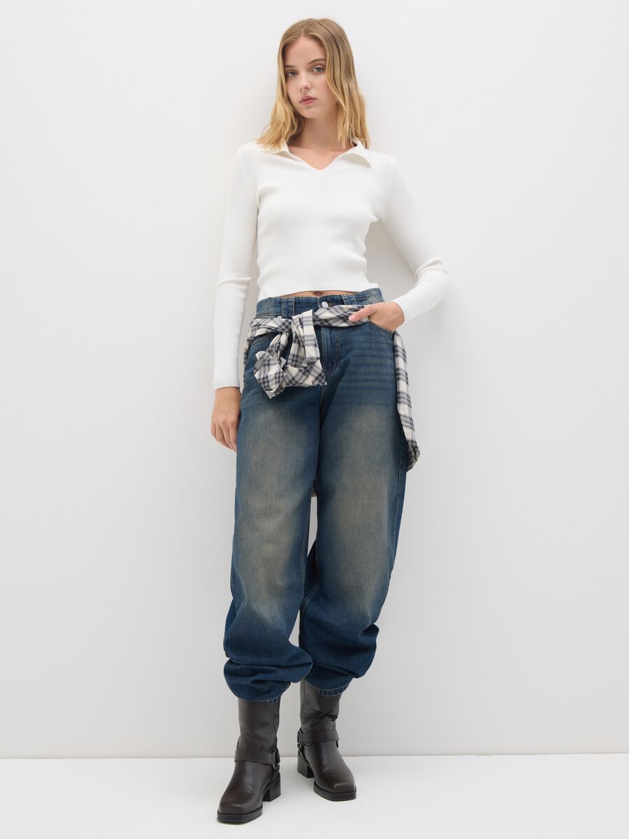 Maglia in misto viscosa bianca fitted_1