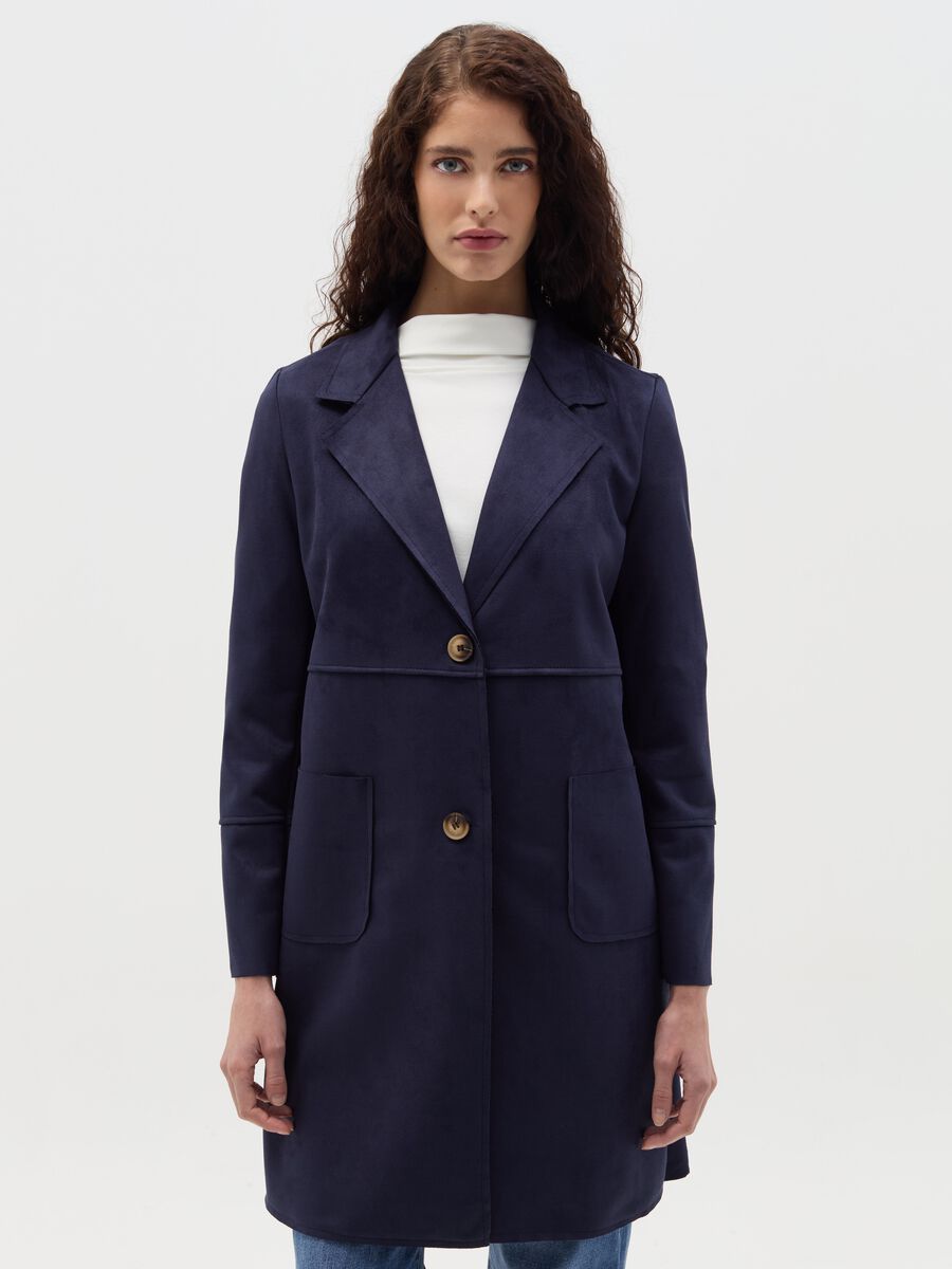 Long suede jacket with buttons_0