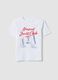 White pure cotton boys&rsquo; T-shirt with sailing print_0