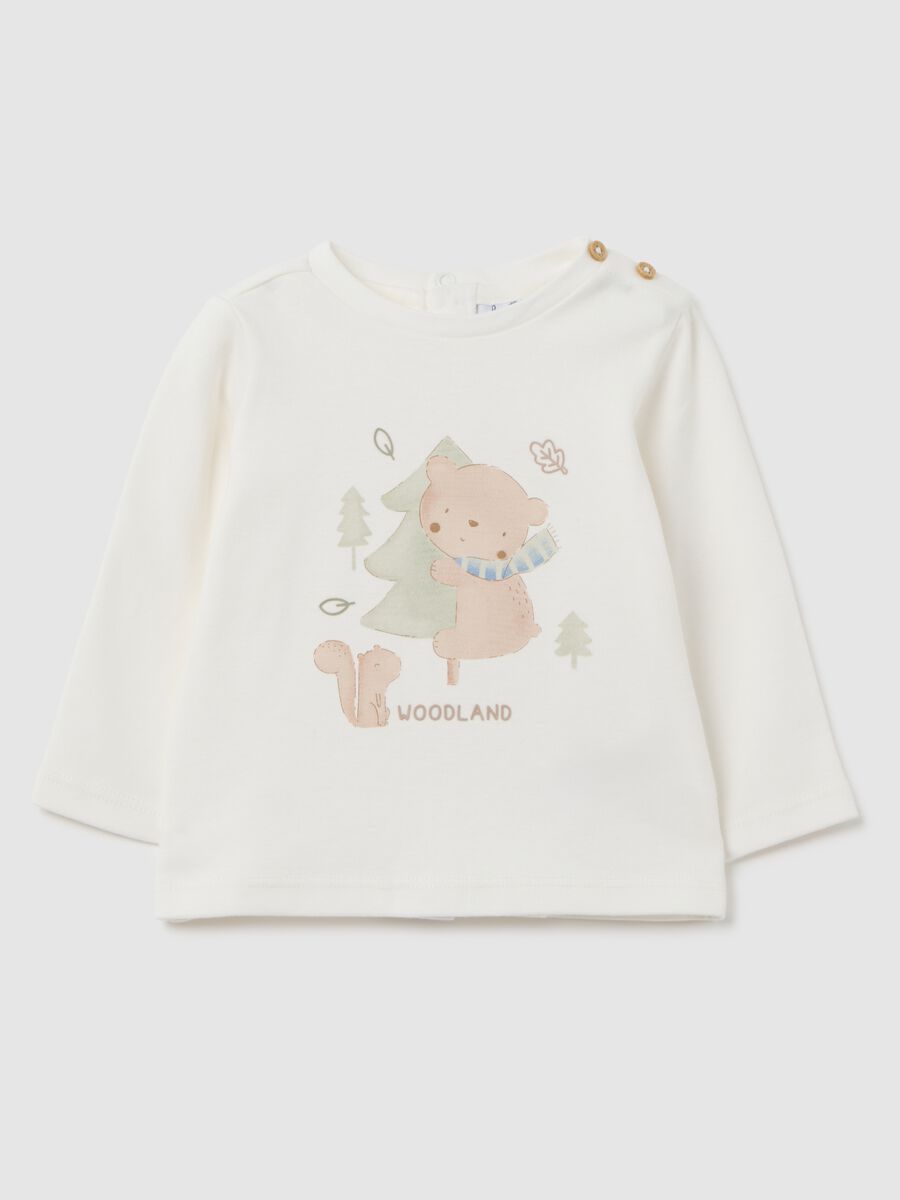 Maglietta da neonato in puro cotone bianca regular fit_0