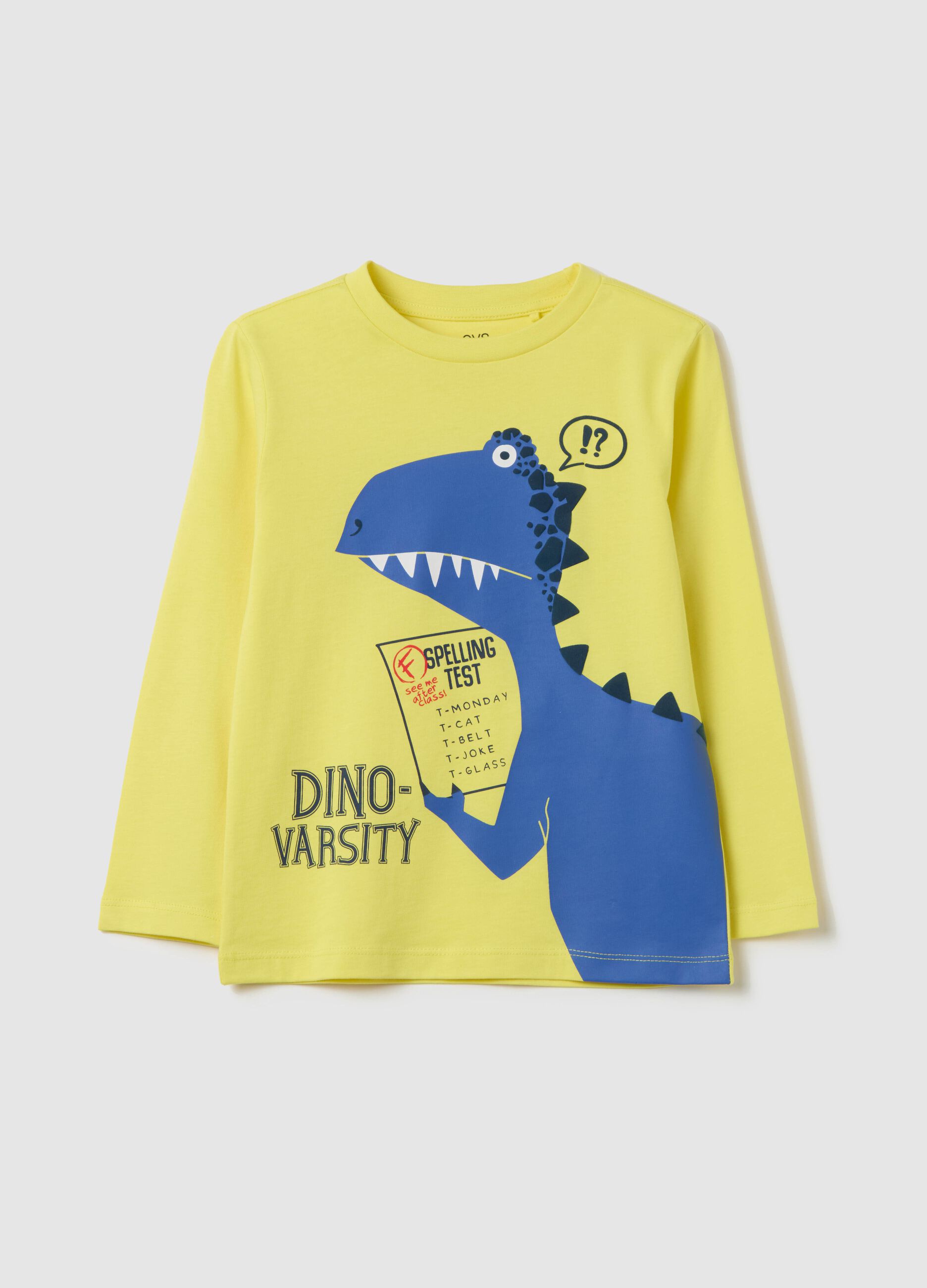 Long-sleeved T-shirt with dinosaur print