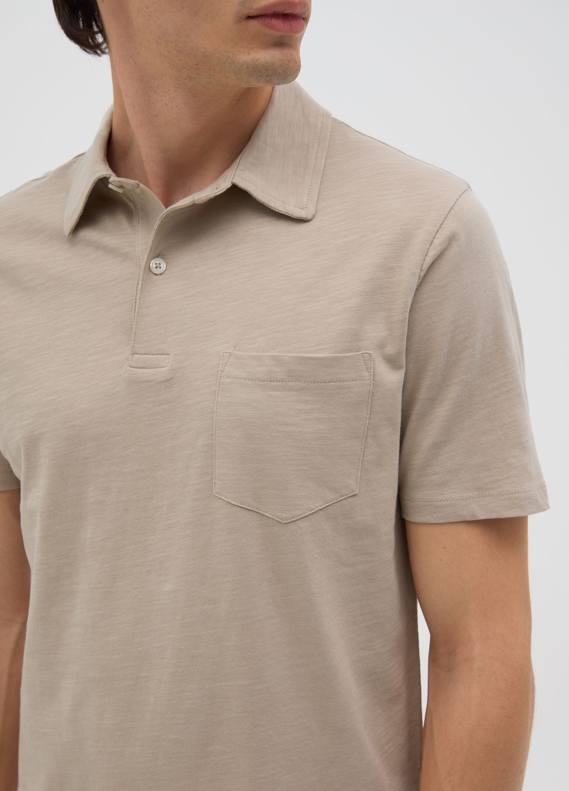 Men's Beige Pure Cotton Polo Regular Fit