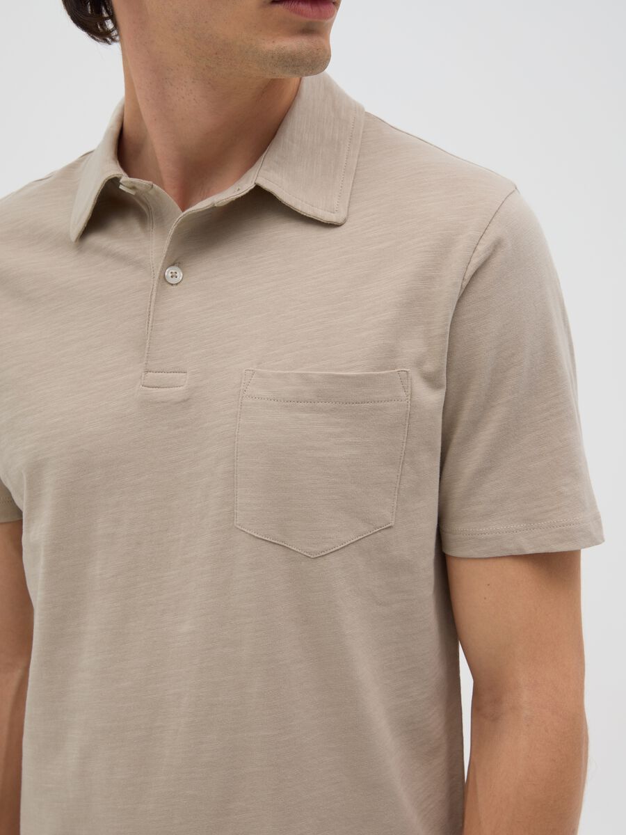 Men's Beige Pure Cotton Polo Regular Fit_2